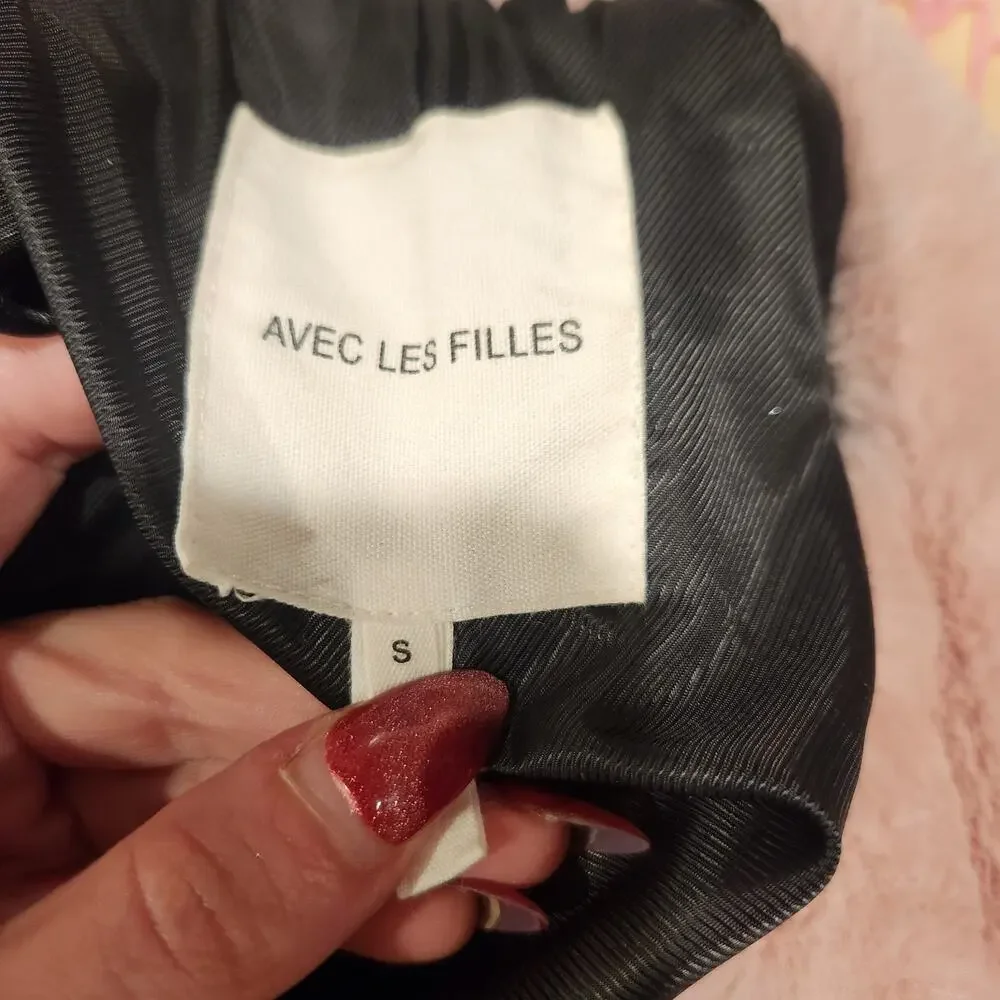 Avec‎ Les Filles Short Faux-Fur Jacket Snap Close Color Blush Size S